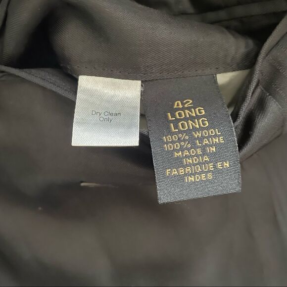 Alfred SUNG Black Pinstripe Wool Blazer Jacket 42L - Picture 9 of 9